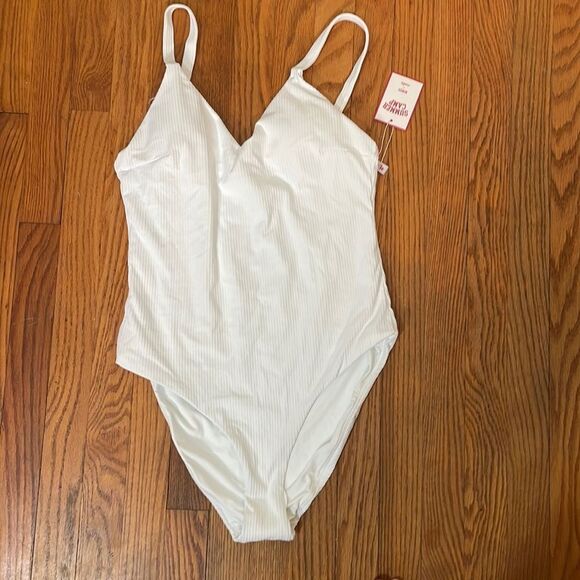 Andie Swim Marco One piece ribbed Swimsuit White XL NWT minimalist - Picture 3 of 5